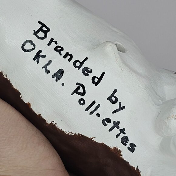 Handcrafted Oklahoma Pollettes Ceramic Cow Figurine Brown & White *Repaired* - Picture 6 of 10